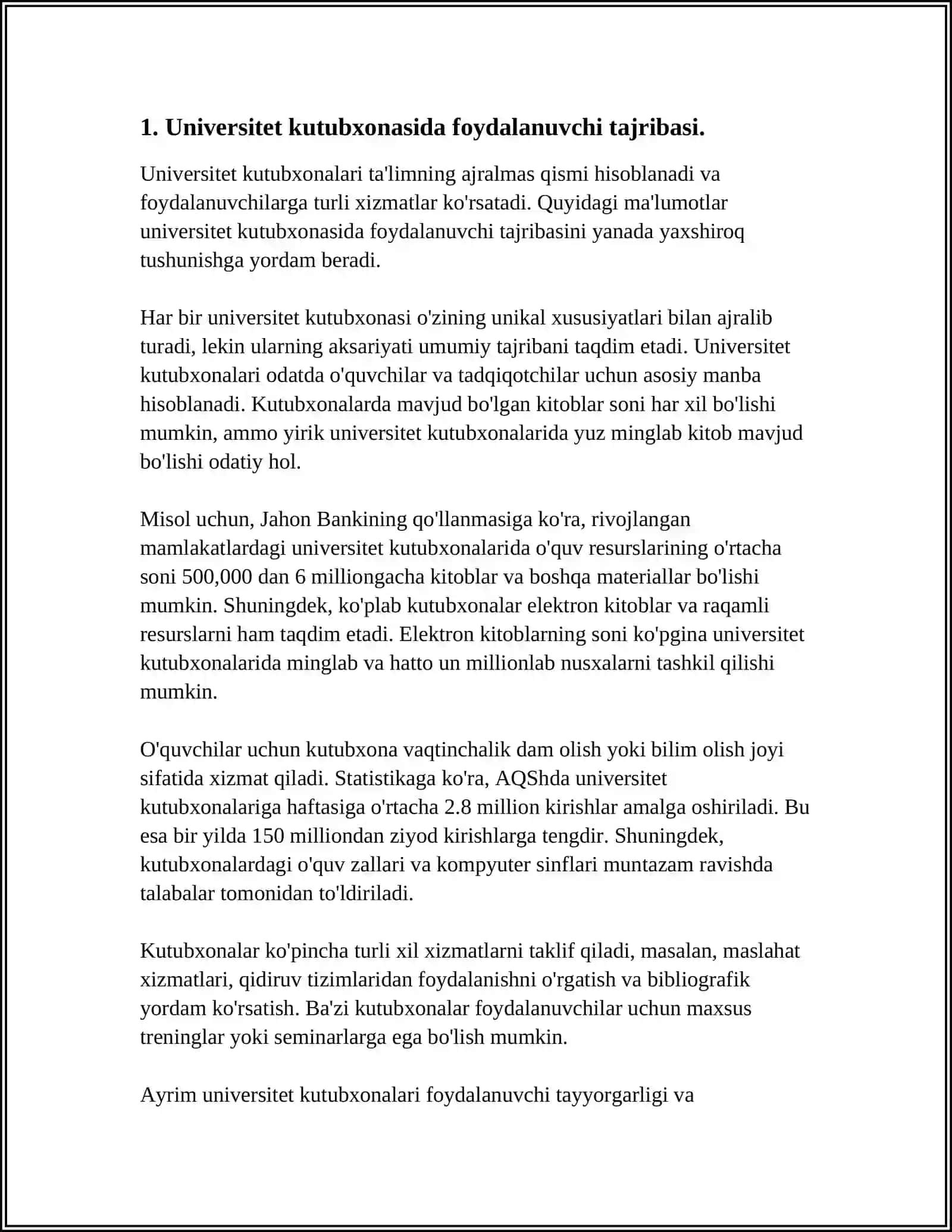 Kutubxonada foydalanuvchi tajribasi 4