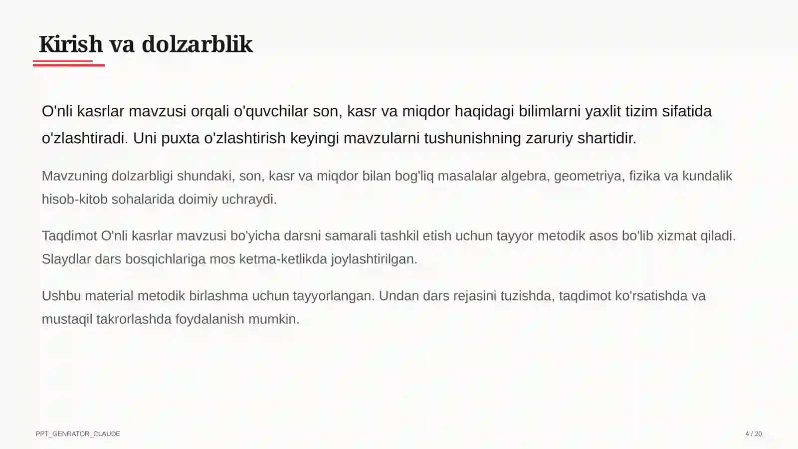 O'nli kasrlar (5-sinf) 4