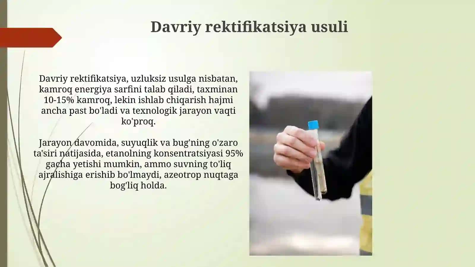 Etanol-suv aralashmasini ajratish uchun uzluksiz ishlaydigan reaktifikatsion loyihasi 4