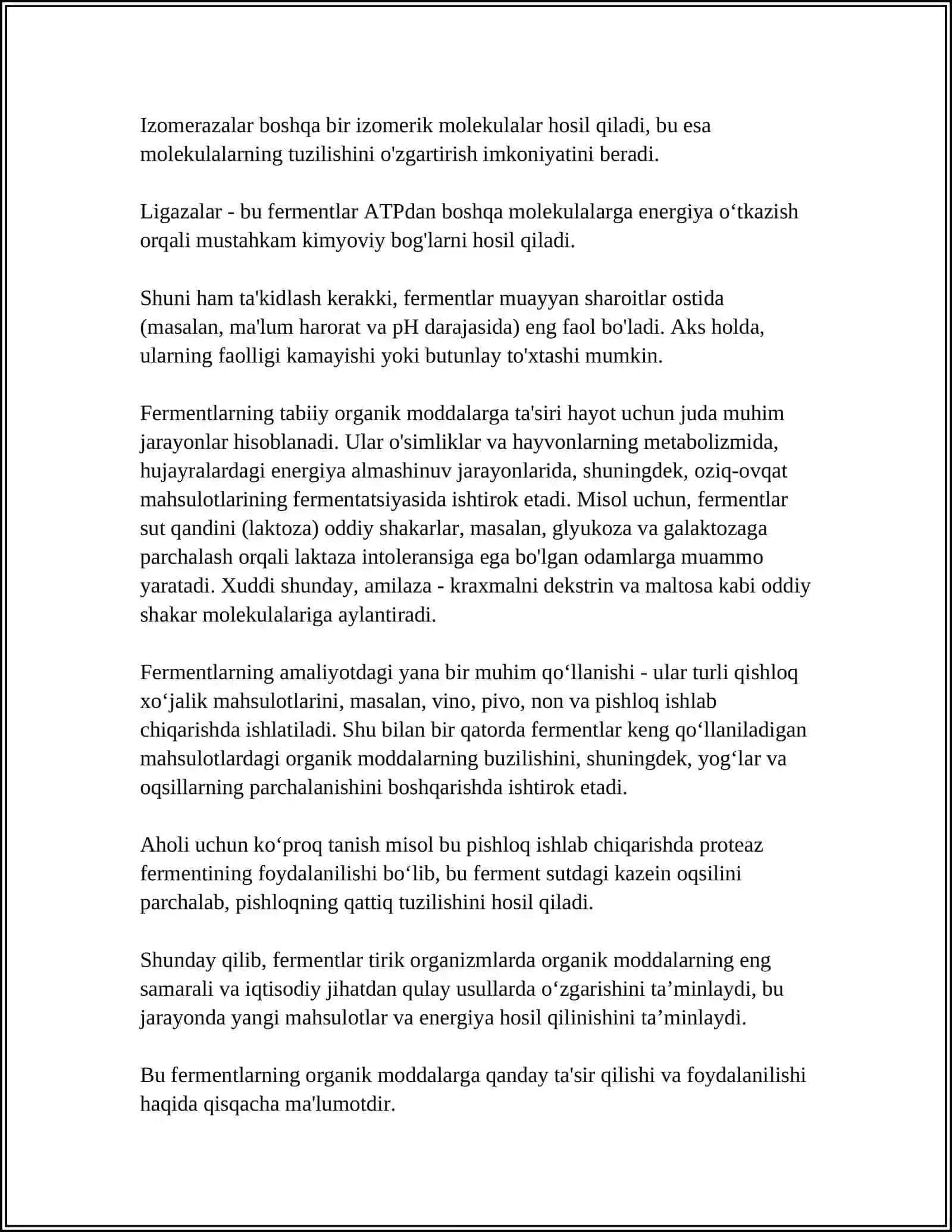 FERMENTLAR YORDAMIDA ORGANIK MODDALAR SINTEZI 4