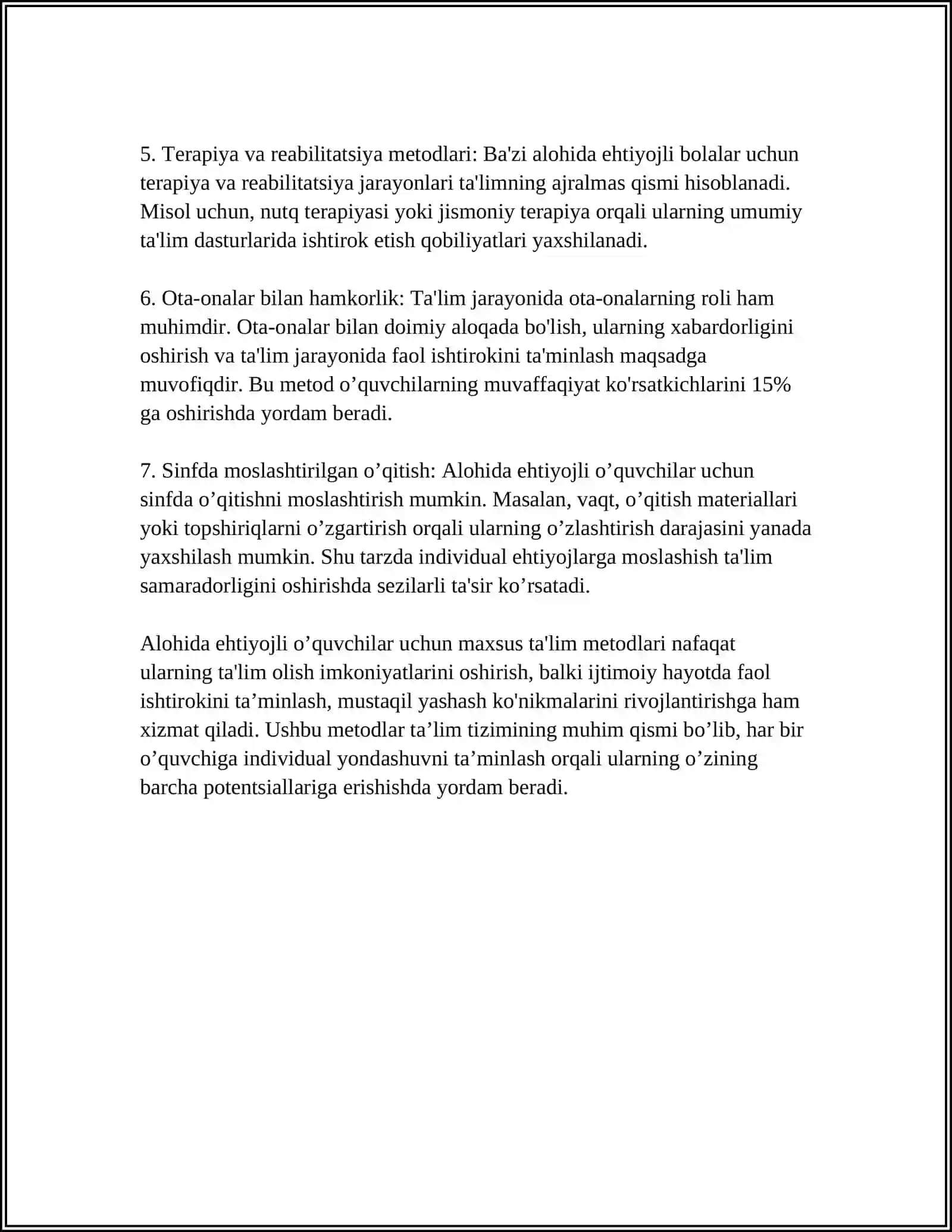 Alohida ehtiyojli o’quvchilarning bilish faolligini taraqqiy ettirishda guruh tarbiyachisining vazifasi 4