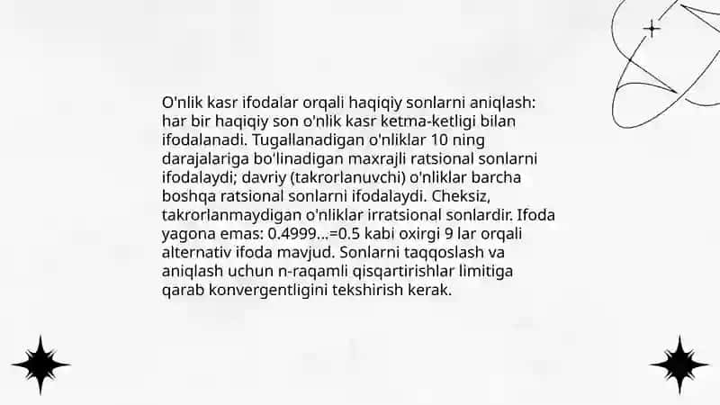 Haqiqiy sonlarni aniqlash usullari 4