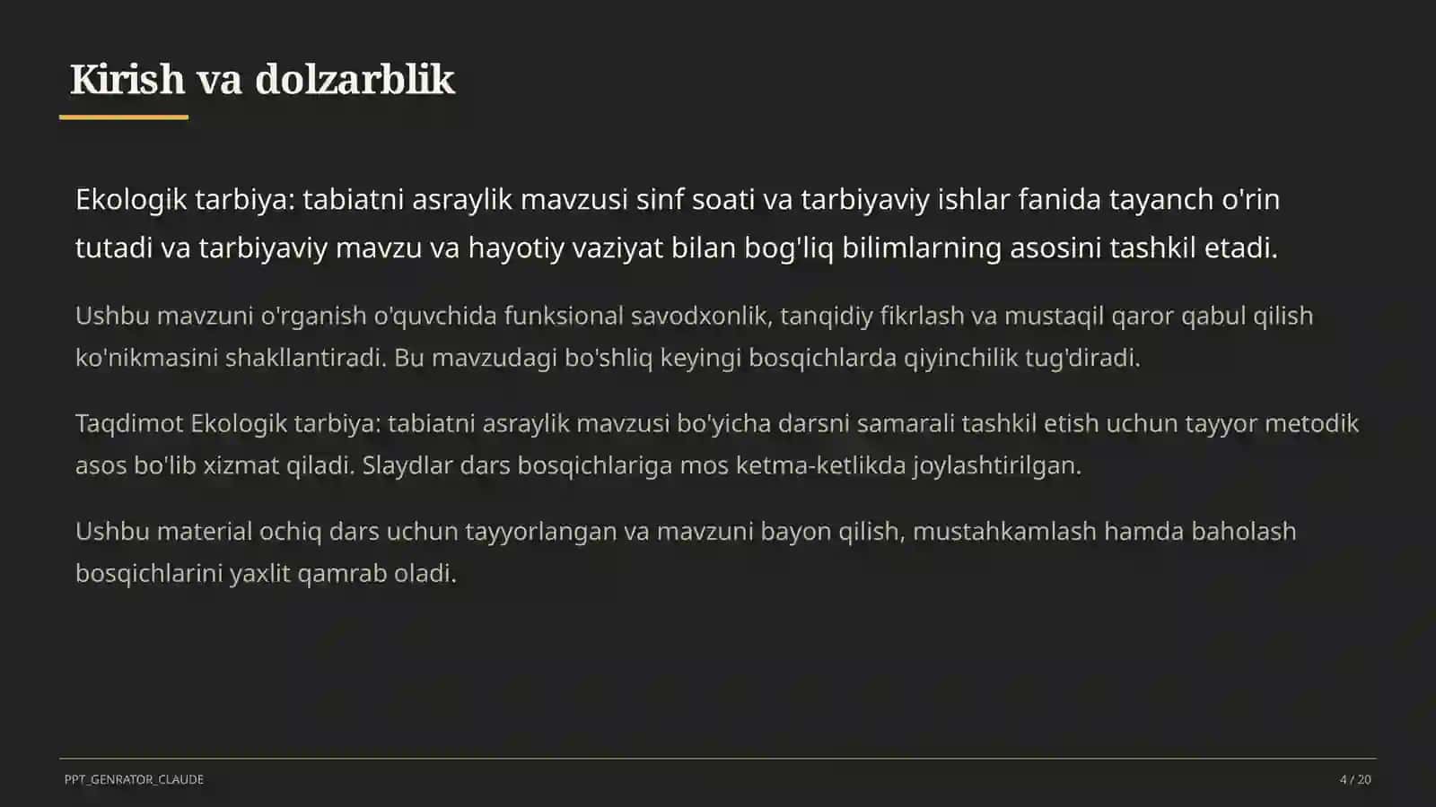 Ekologik tarbiya: tabiatni asraylik 4