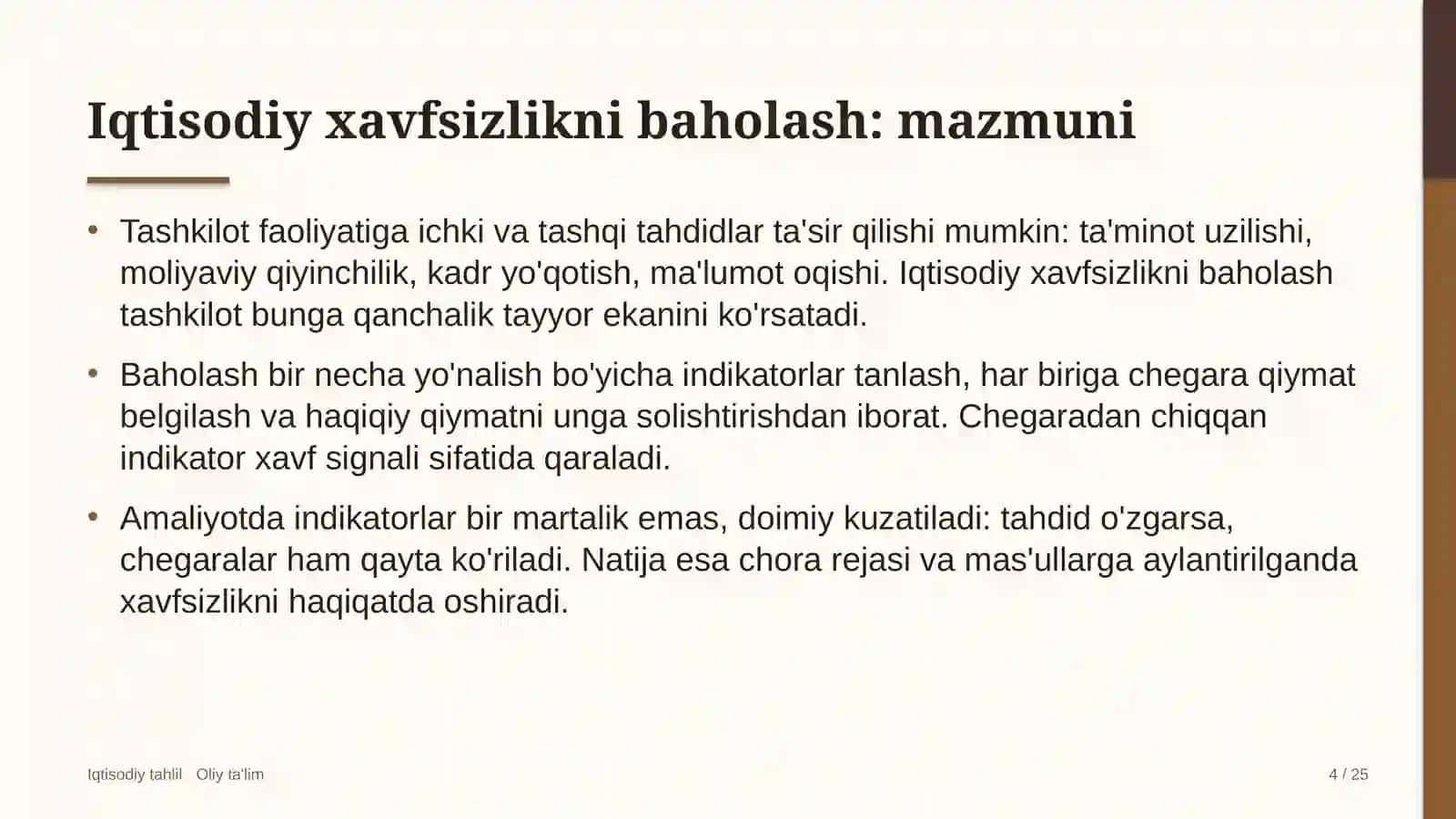 Iqtisodiy xavfsizlikni baholash: mohiyati 4