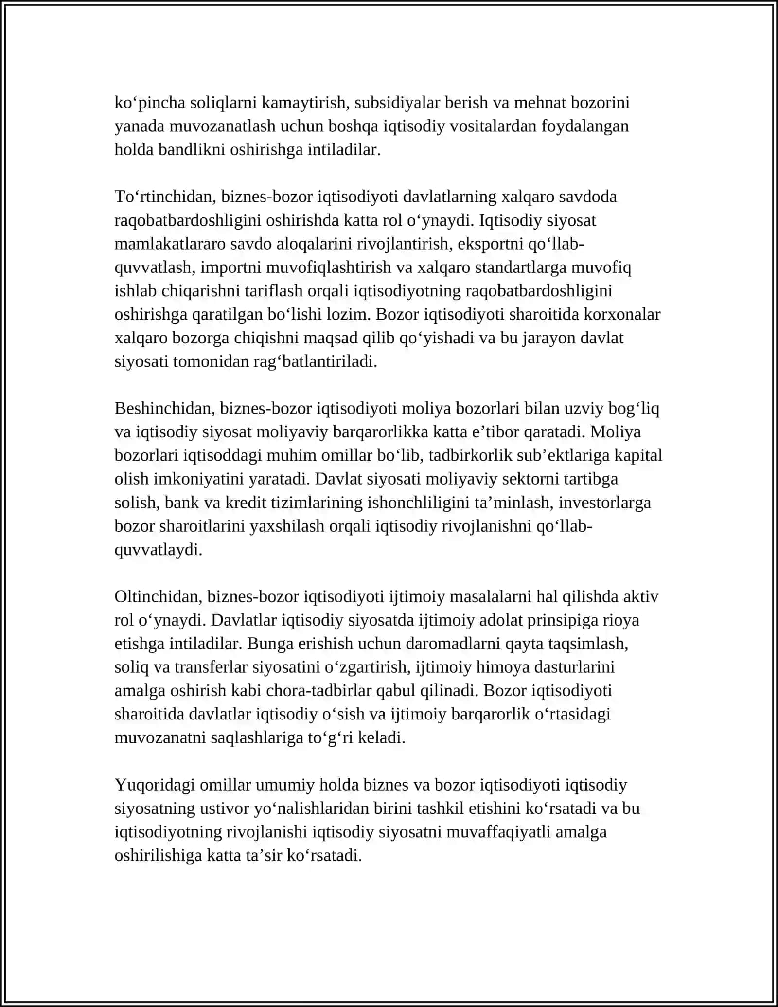 BIZNES - BOZOR IQTISODIYOTINING USTIVOR SOHASI 4