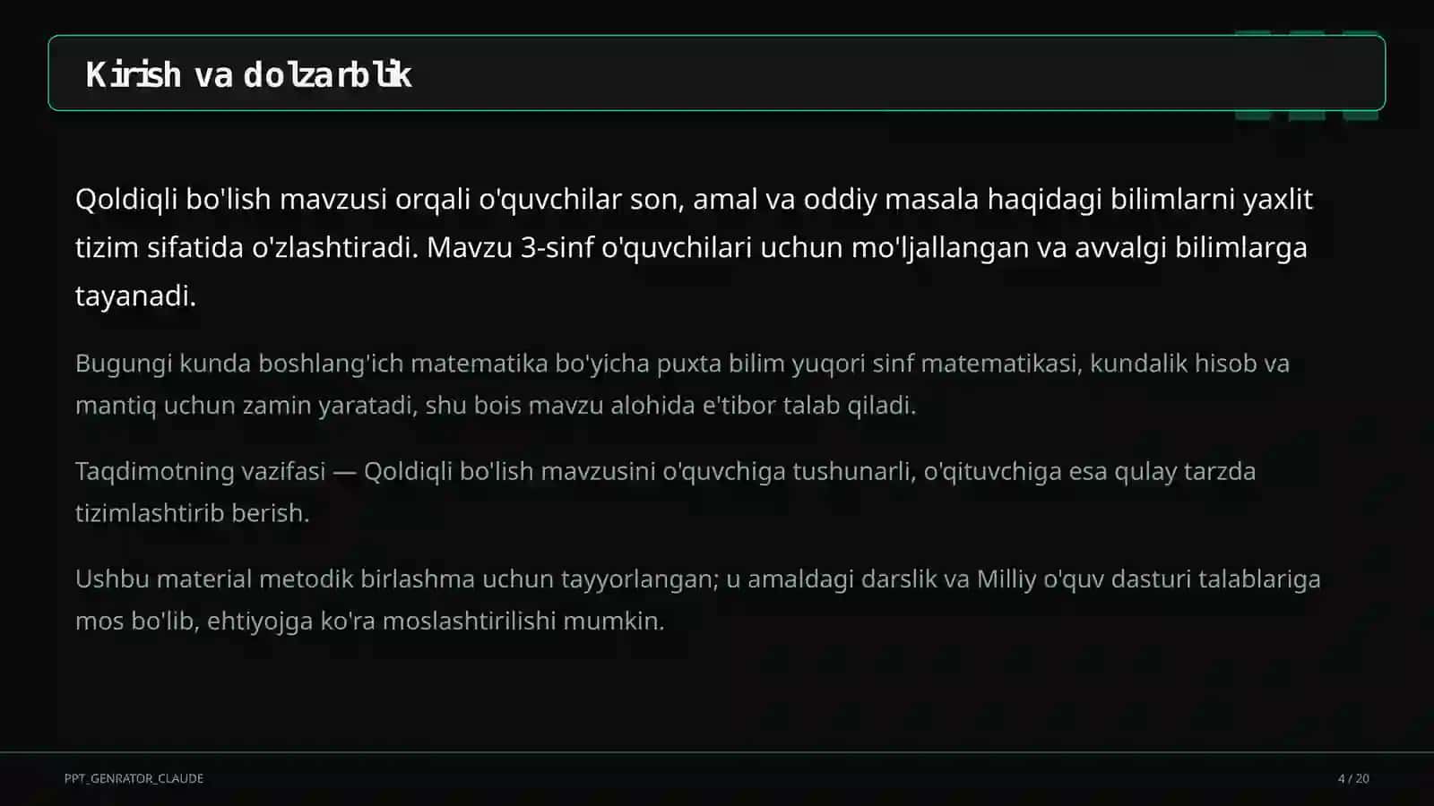 Qoldiqli bo'lish (3-sinf) 4