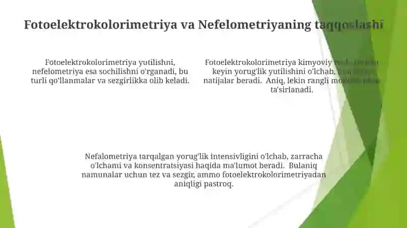 Fotoelektrokolorimetriya va Nefelometriya 4