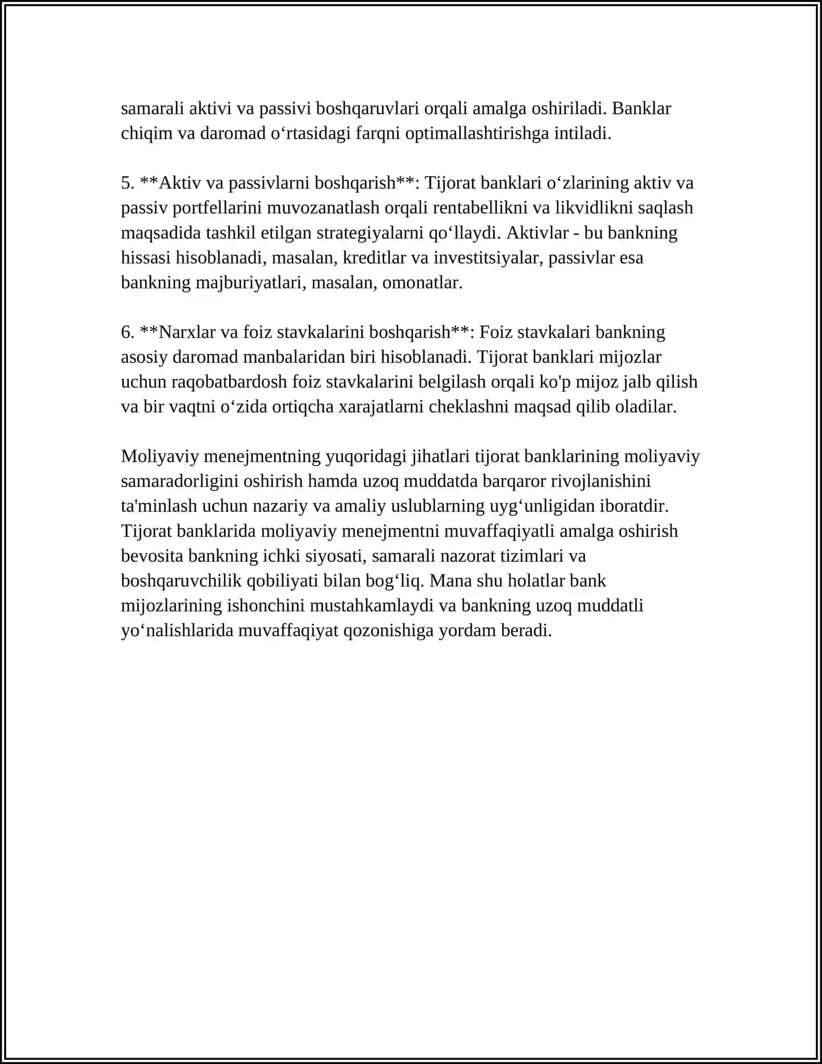 TIJORAT BANKIDA MOLIYAVIY MENIJMENTNING MAZMUNI 4