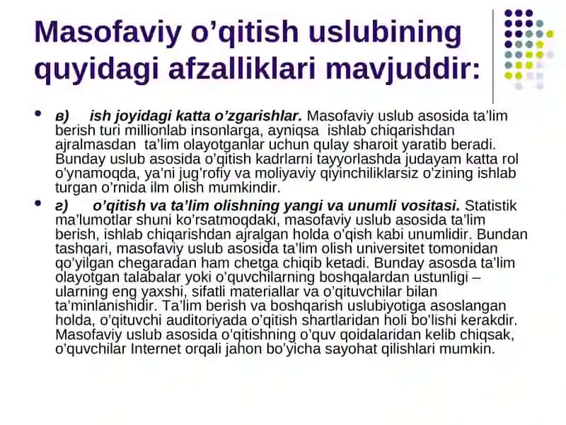 Masofaviy ta'lim berish uslub 4