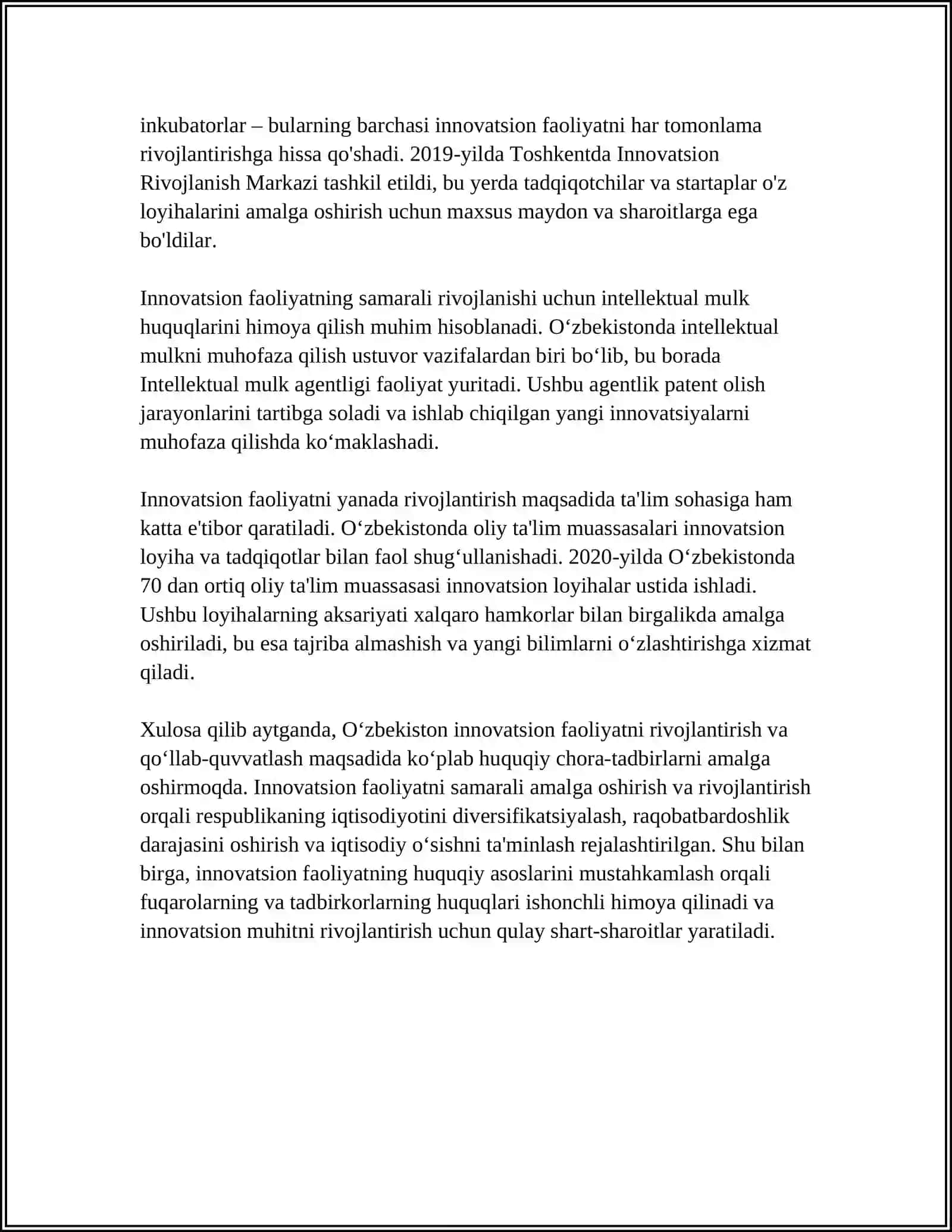 Innovatsion faoliyat va uning huquqiy asoslari 4