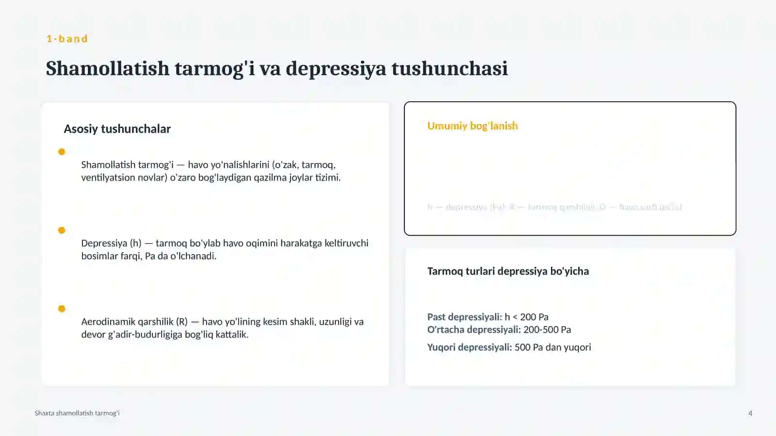 Shaxta shamollatish tarmog'i va depressiya tushunchasi 4