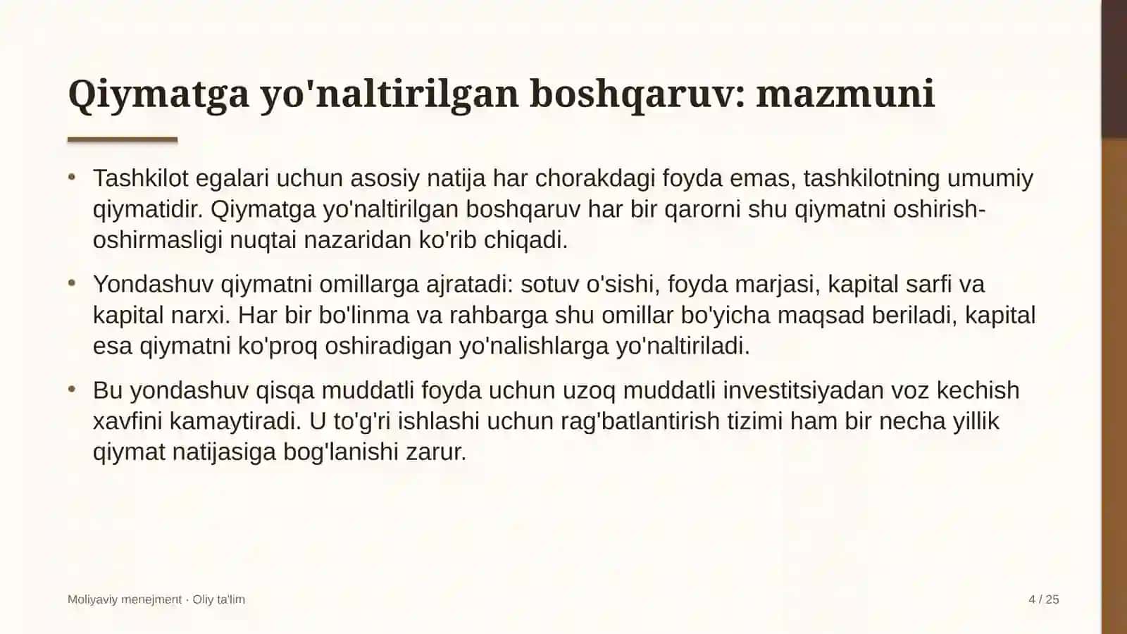 mebel salonlarida korxona qiymatini oshirishga yo'naltirilgan boshqaruv 5434 4