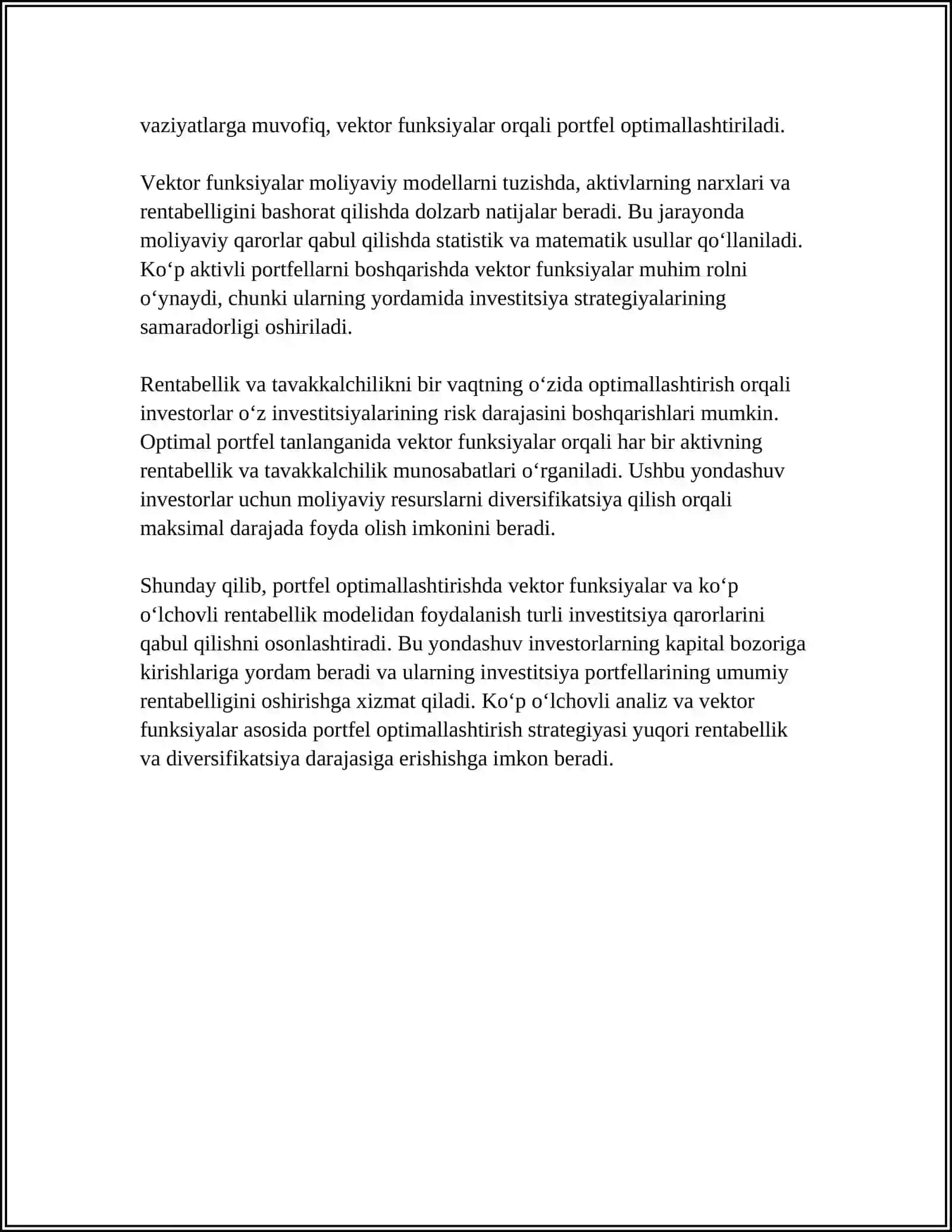 VEKTOR FUNKSIYALARNING IQTISODIYOT VA MOLIYA SOHASIDAGI TATBIQLARI 4