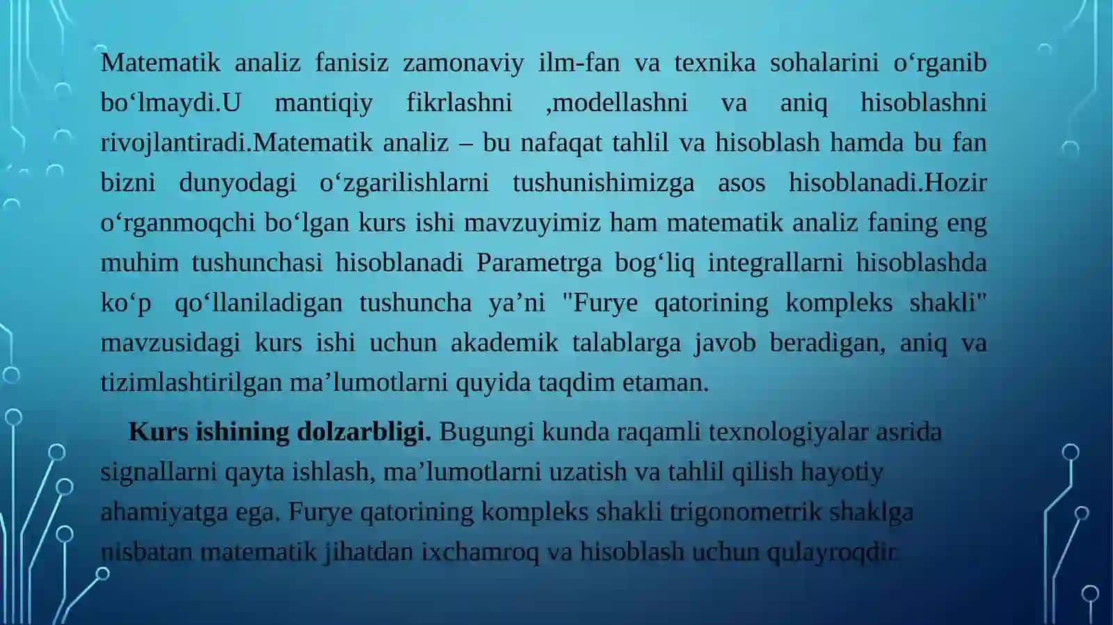 Ortogonal sistema bo‘yicha Fu‘re qatorlari 4