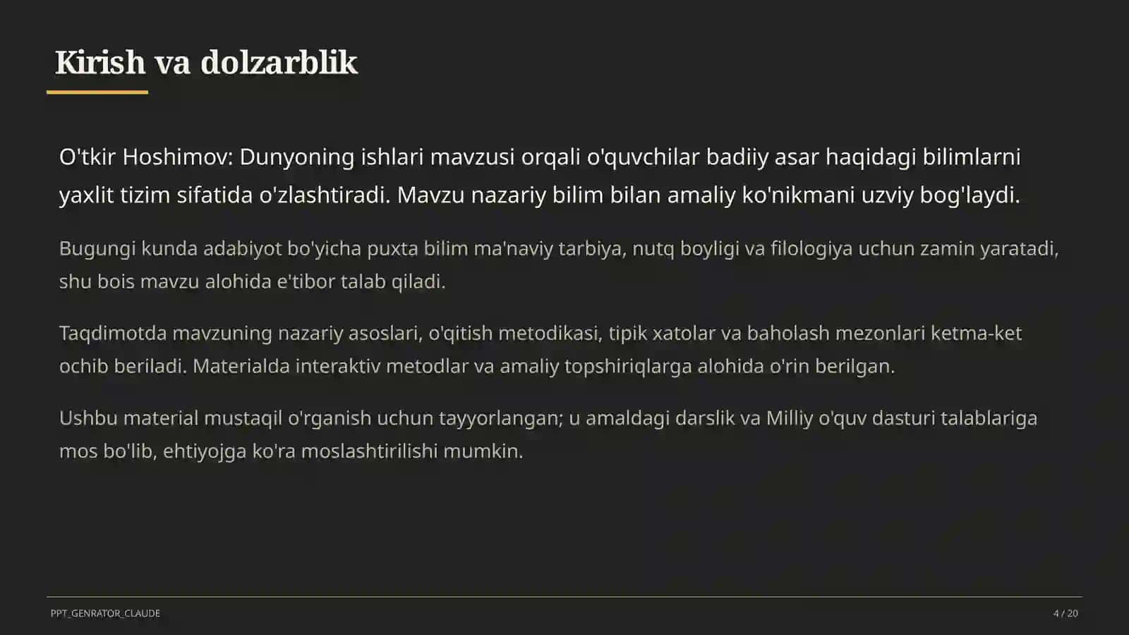 O'tkir Hoshimov: Dunyoning ishlari (7-sinf) 4