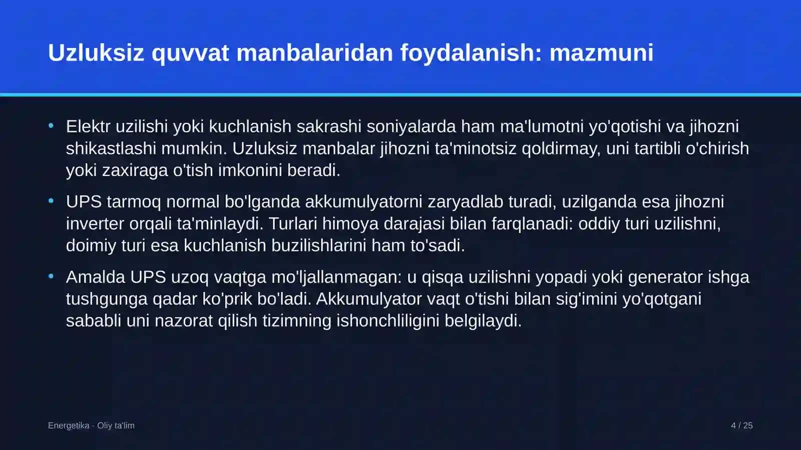 sog'liqni saqlash tizimida uzluksiz quvvat manbalaridan foydalanish 4624 4