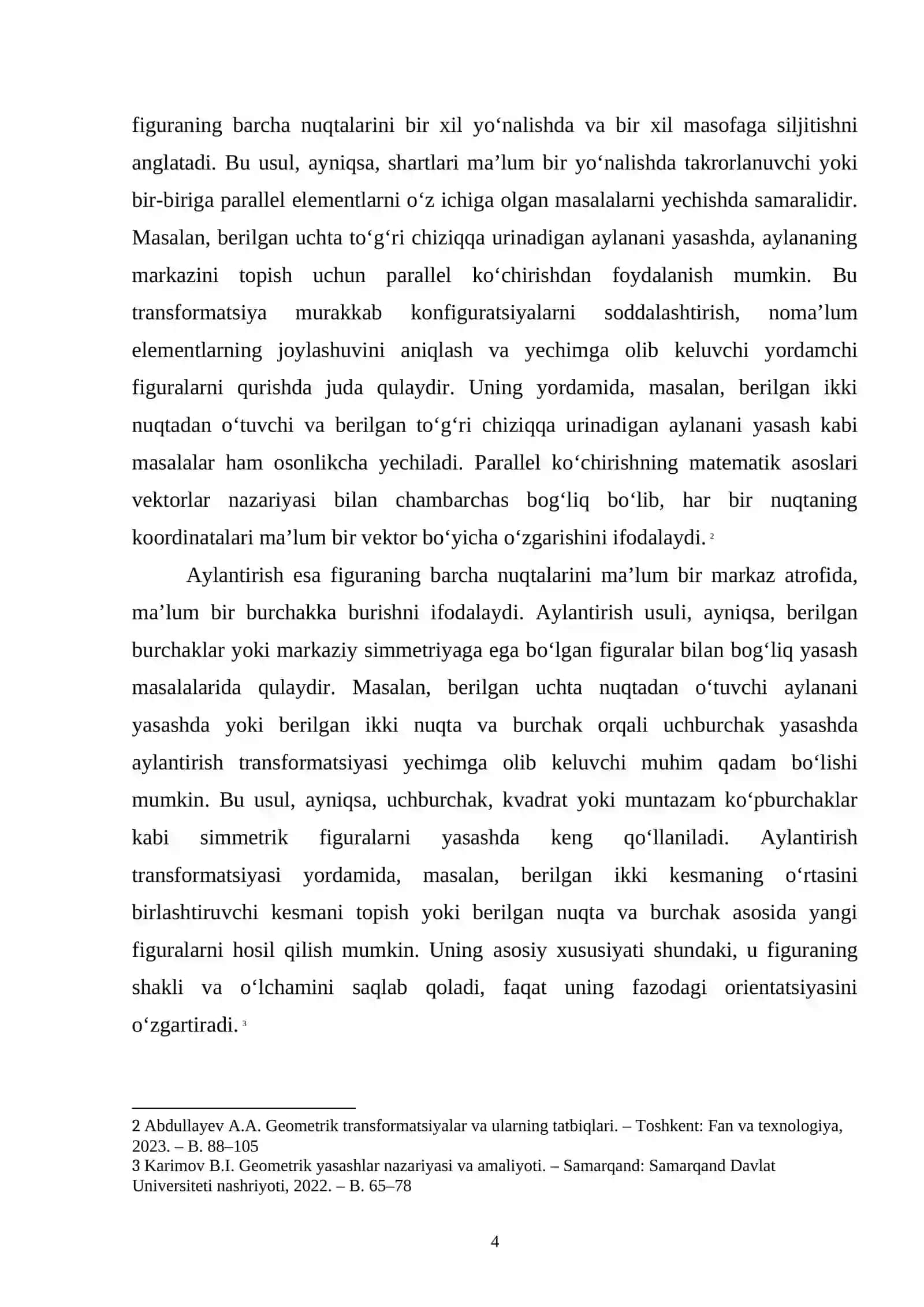 YАSАSHGА DОIR GЕОMЕTRIK MАSАLАLАRNI YЕCHISHDА РАRАLLЕL KО'CHIRISH, АYLАNTIRISH VА SIMMЕTRIYАDАN FОYDАLАNISH 4