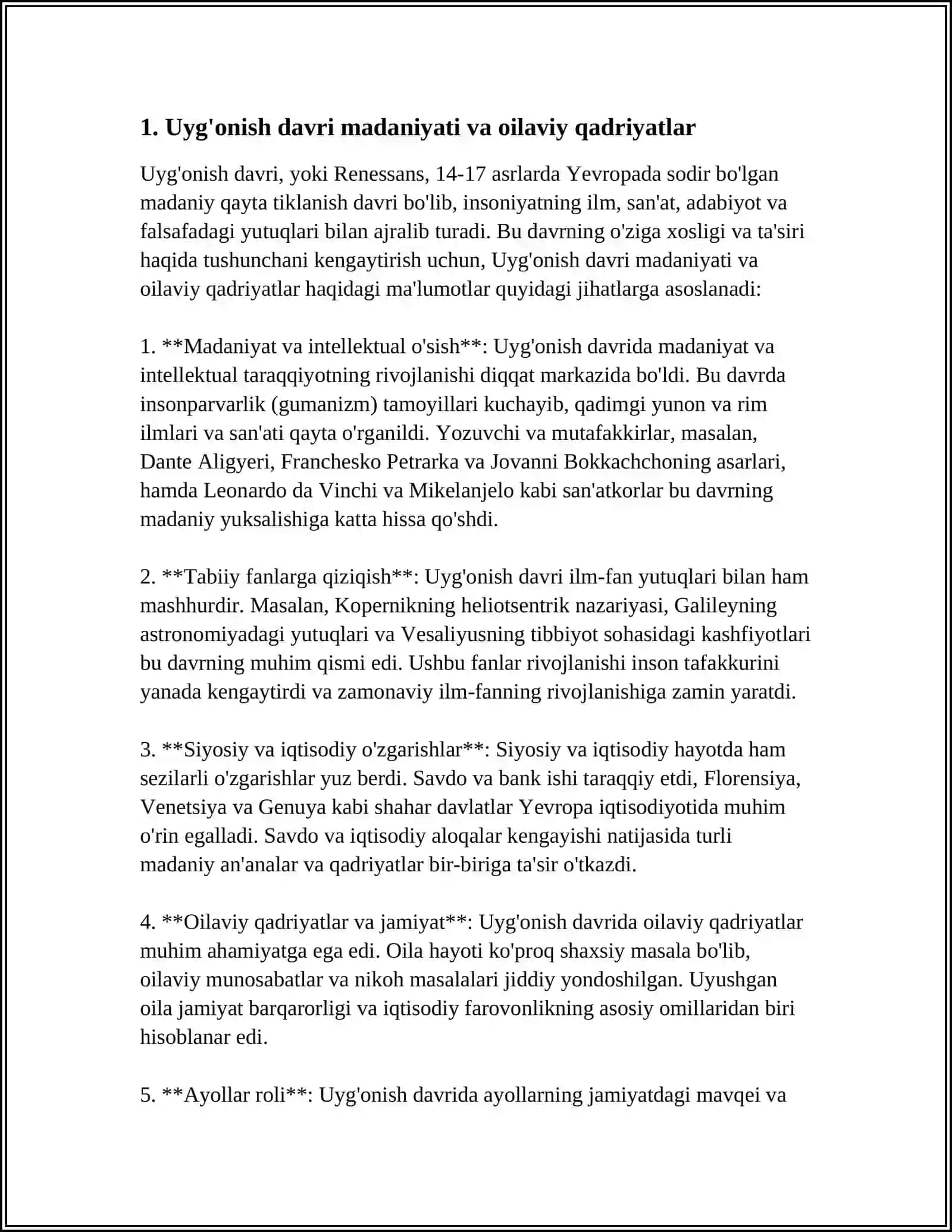 YEVROPA UYG'ONISH DAVRI MUTAFAKKIRLARI ASARLARIDA OILA TARBIYASINING AKS ETISHI 4