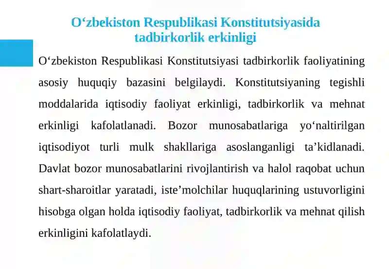 Tadbirkorlik faoliyati davlat tomonidan tartibga solinishi va uning ustidan davlat nazorati 4