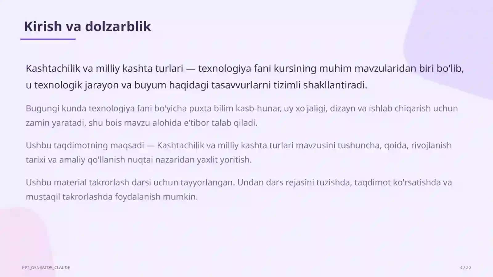 Kashtachilik va milliy kashta turlari (5-sinf) 4