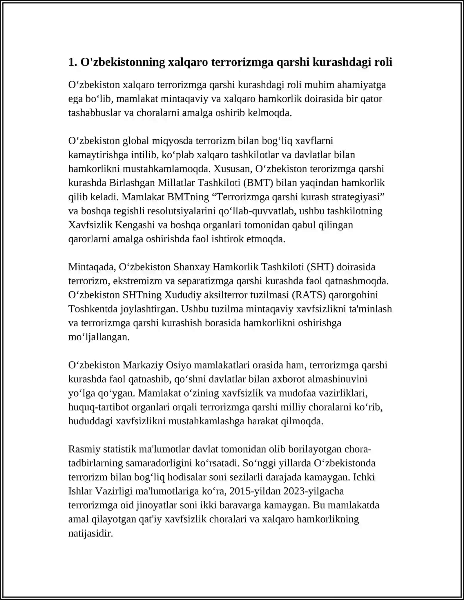 O‘ZBEKISTONNING XALQARO TERRORIZMGA QARSHI KURASHISHDAGI ORNI 4