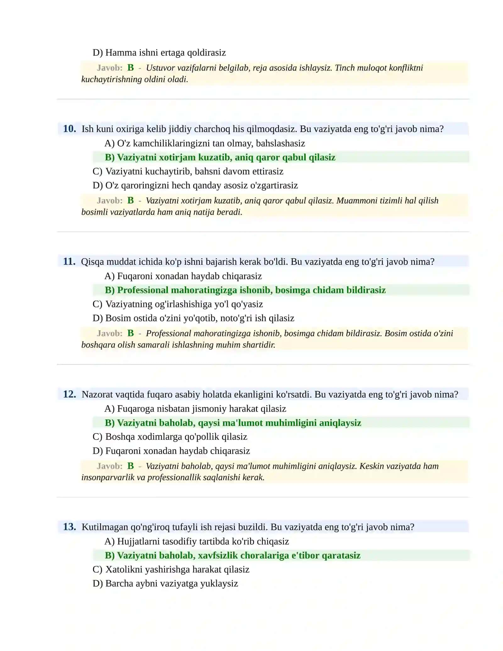 BOJXONA XIZMATIGA ISHGA KIRISH PSIXOLOGIK SINOV Testlari 4