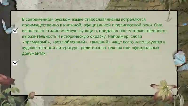 Старославянизмы в современном русскомлитературном языке 4