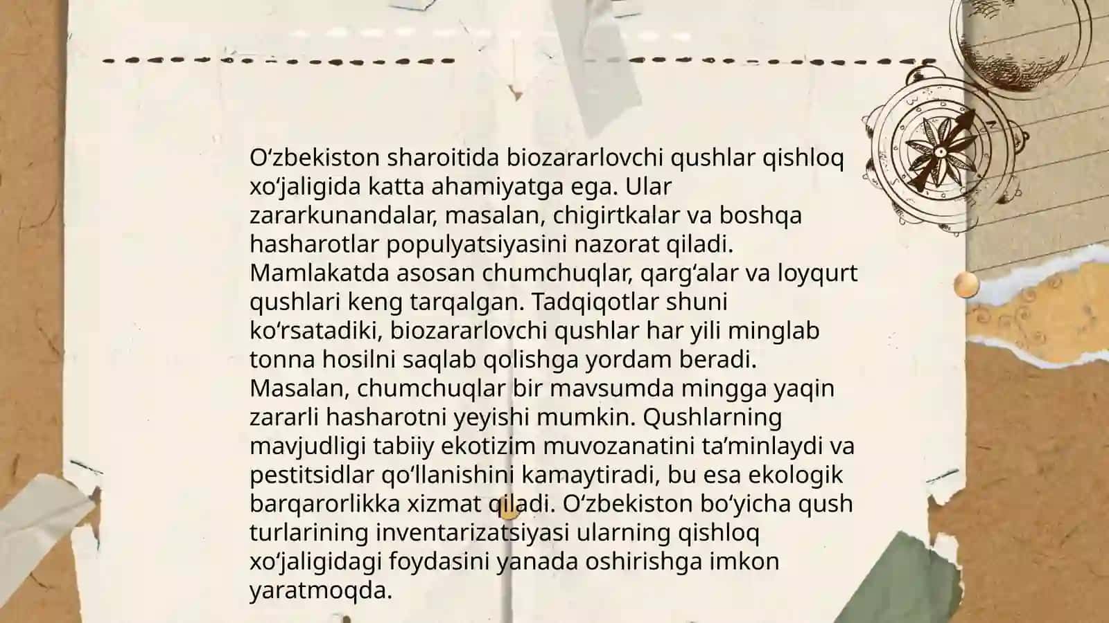 Biozararlovchi qushlar.Ózbekiston sharoitida biozararlovchi qushlarning asosiy vakillari biologik xususiyatlar 4