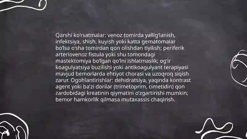 Qon zardobidagi kreatininni aniqlash uchun venoz qon olish 4