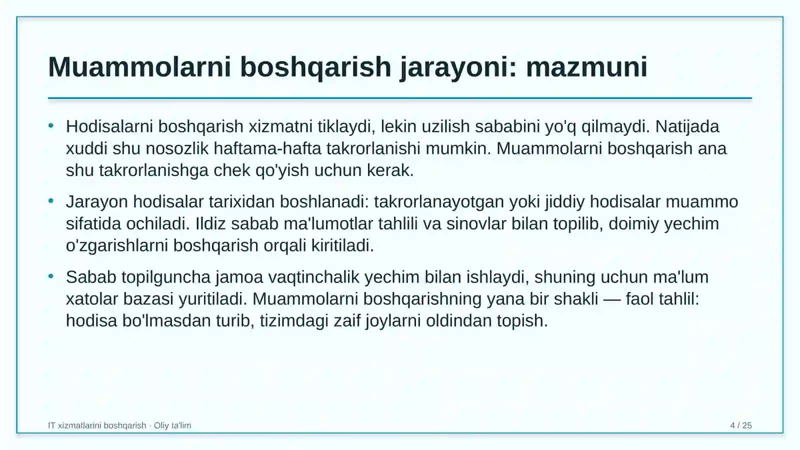 Yong'in xavfsizligi xizmatida muammolarni boshqarish jarayonini joriy etish 4