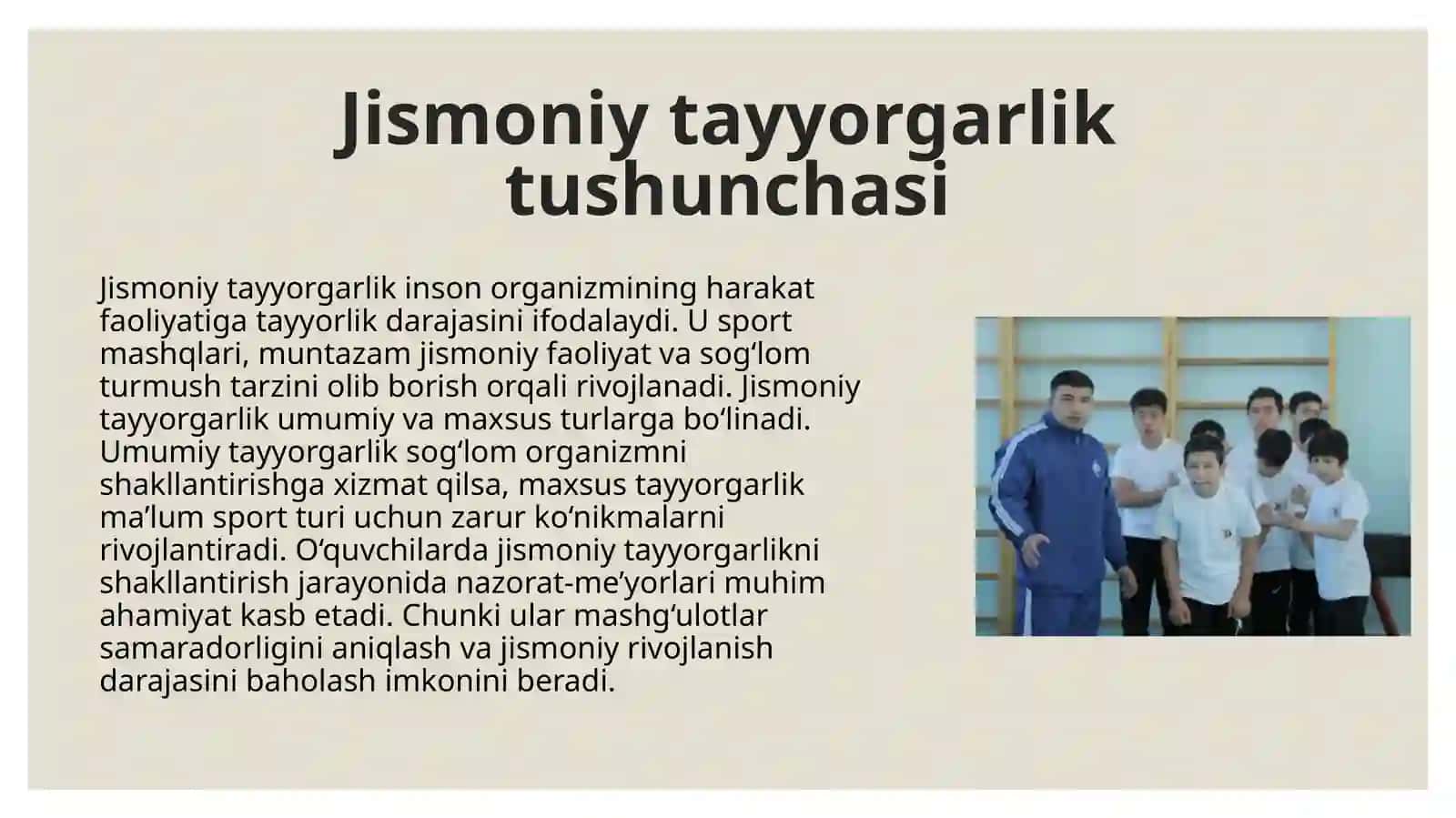 Jismoniy tayyorgarlik bo'yicha nazorat-meyorlarini o'rgatish 4
