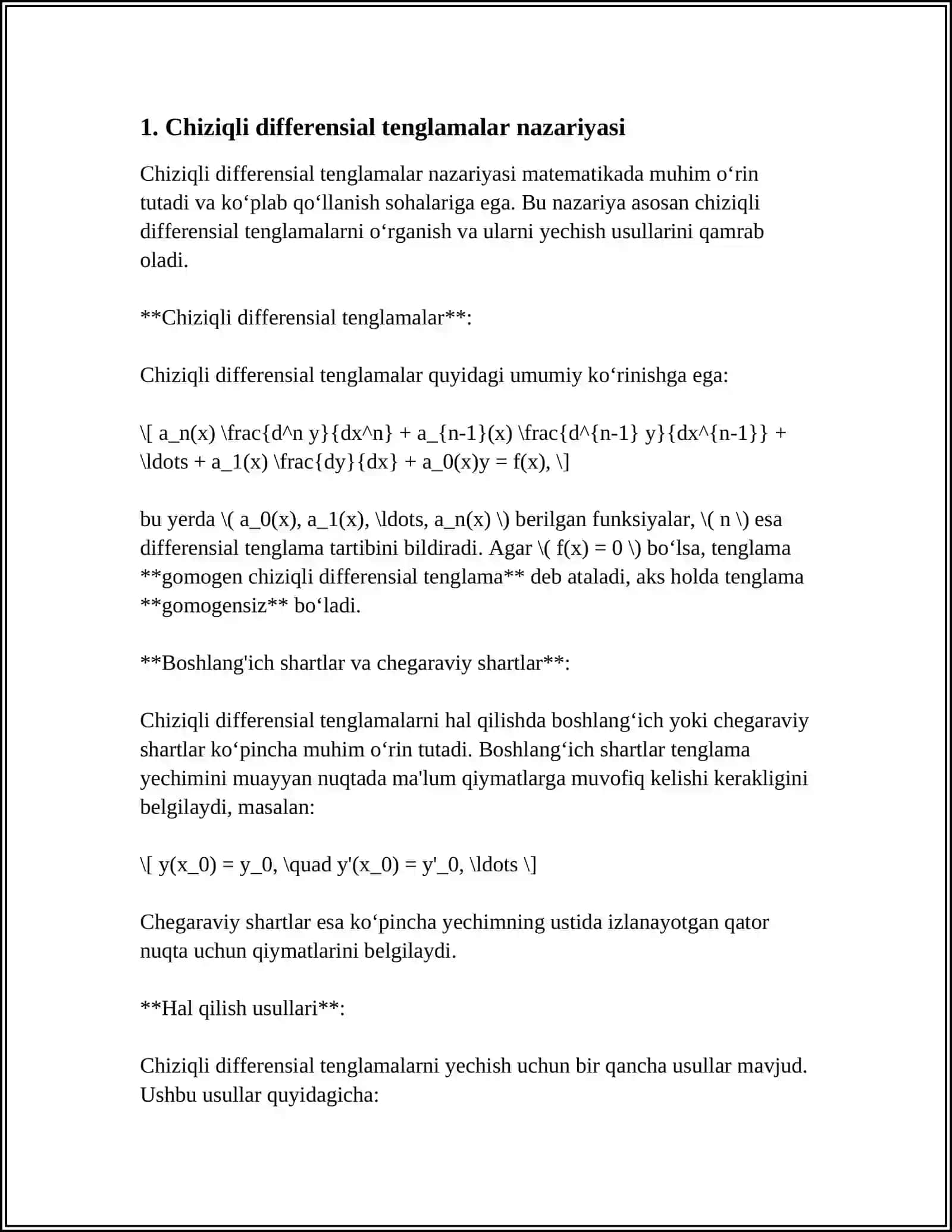 Chiziqli differensial tenglamalar nazariyasi 4