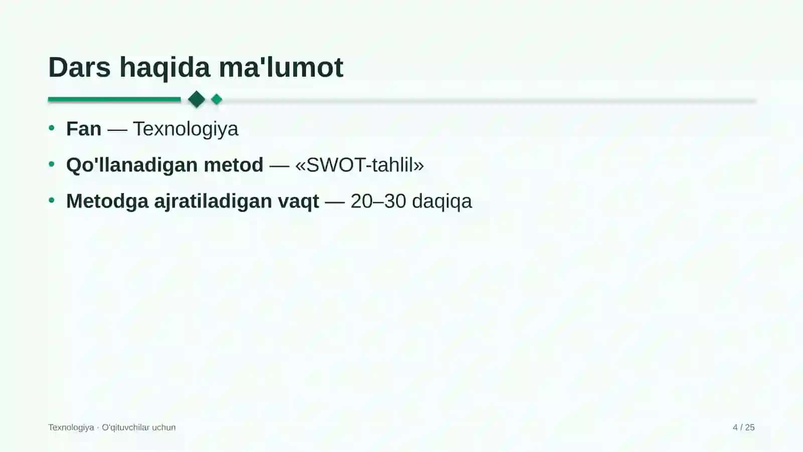 texnologiya darslarida swot tahlil metodidan foydalanish 9900 4