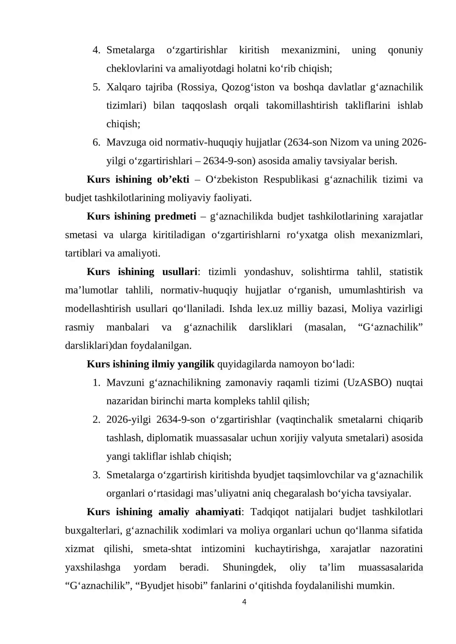G’aznachilikda budjet tashkilotlarining xarajatlar smetasi 4