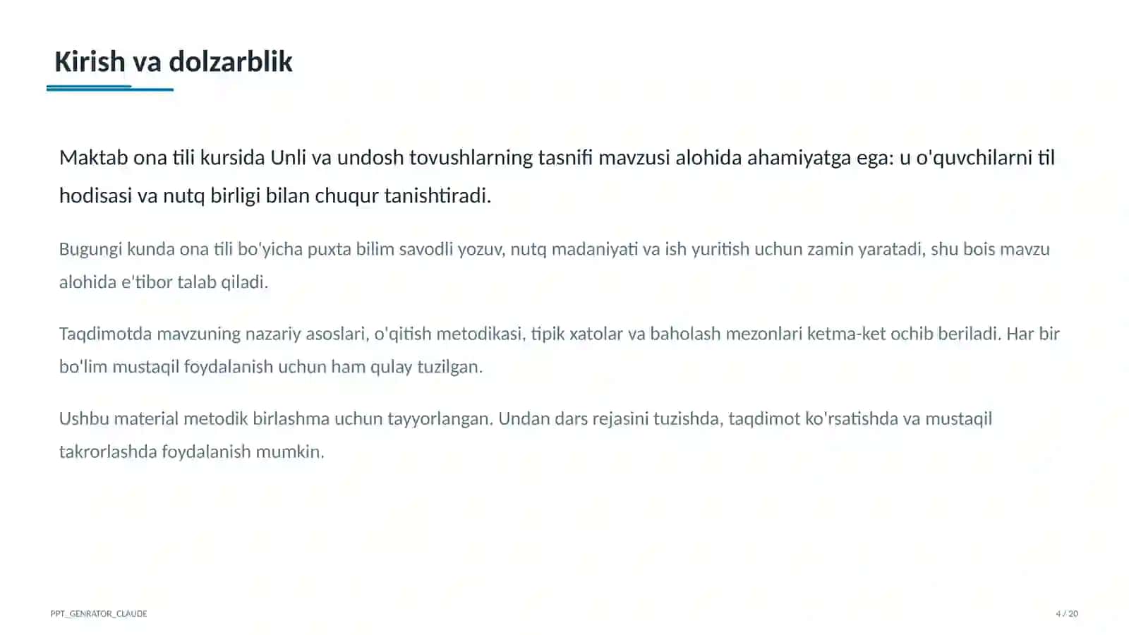 Unli va undosh tovushlarning tasnifi (5-sinf) 4