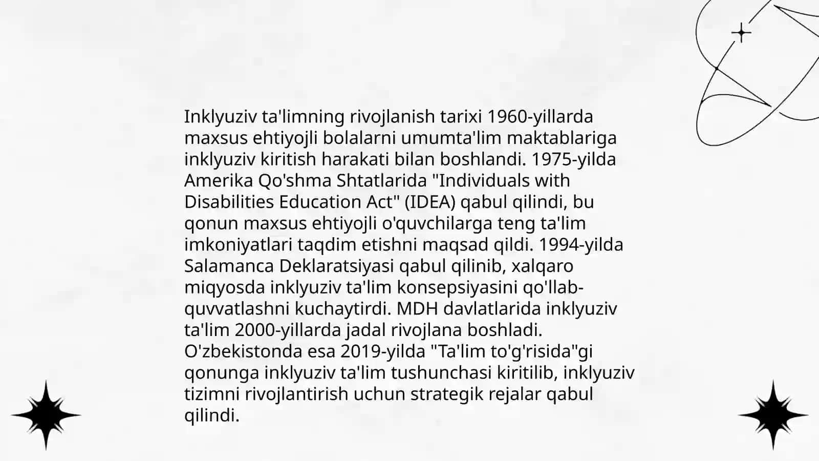 Inklyuziv taʼlimning nazariy asoslari va uning rivojlanish tarixi 4