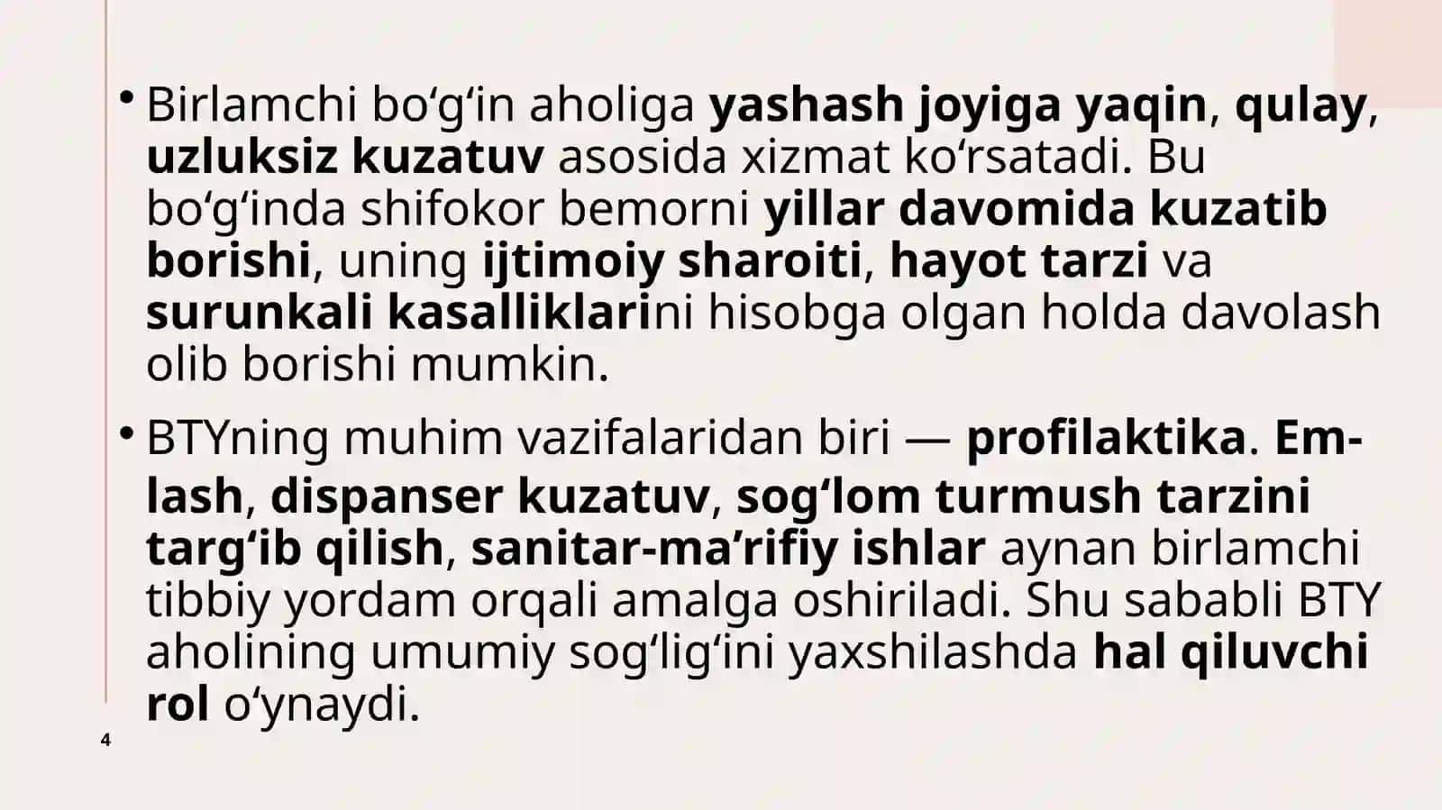 Sog’liqni saqlash tizimida Birlamchi tibbiy yordamni tashkil etish 4