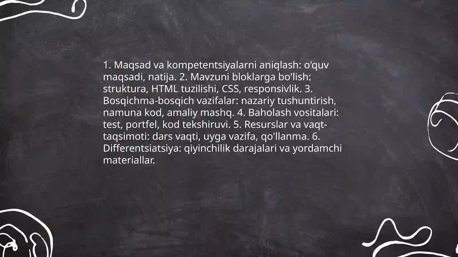 Web-sahifa bo'limini o'itish metodikasi 4