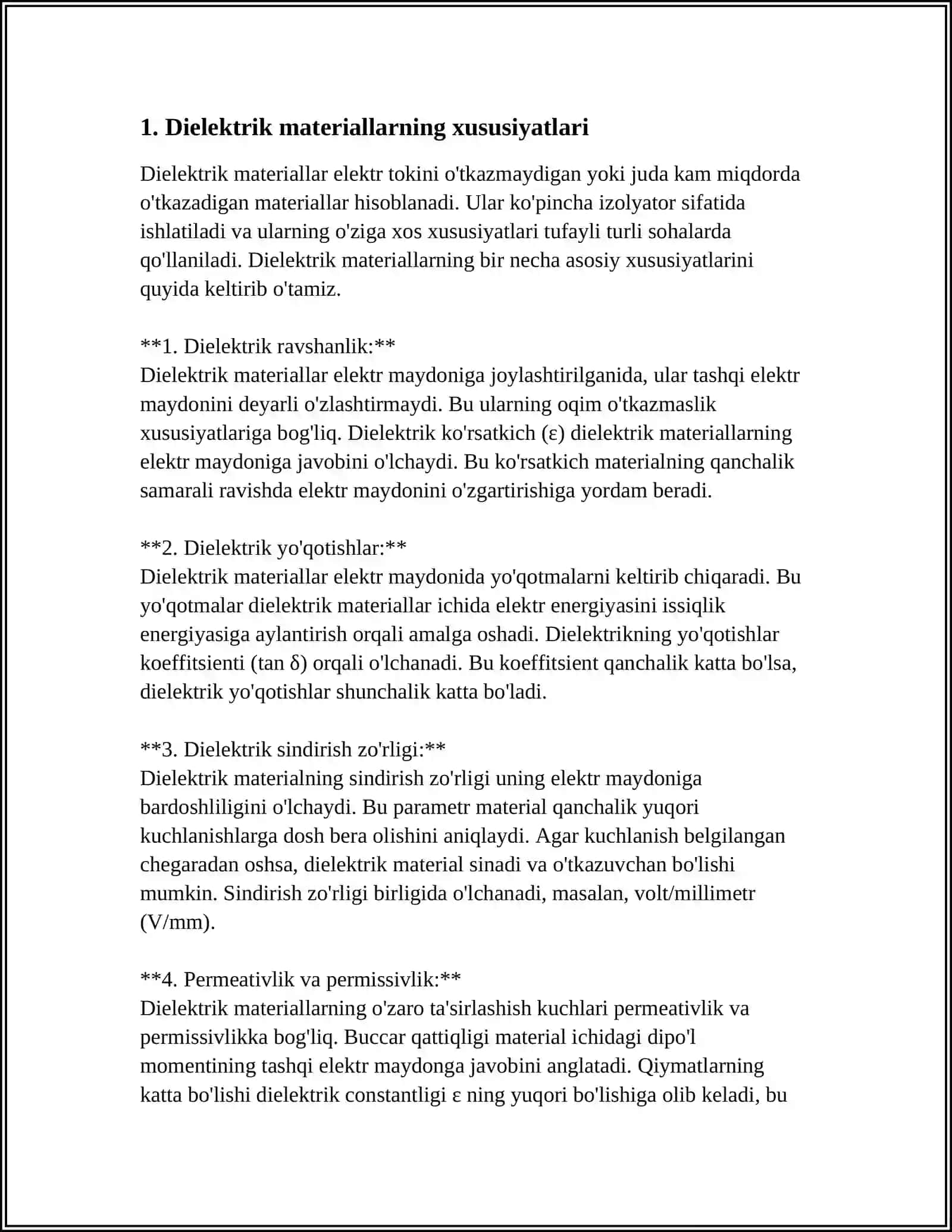 RADIOELEKTRONIKA SOHASIDA QO‘LLANILADIGAN ASOSIY DIELEKTRIK MATERIALLAR 4
