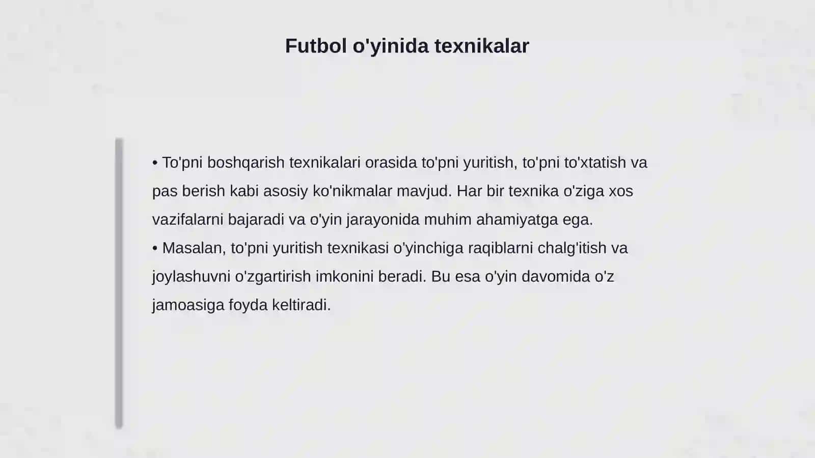 Futbol oʻyinda toʻpni boshqarishni oʻrgatish 4