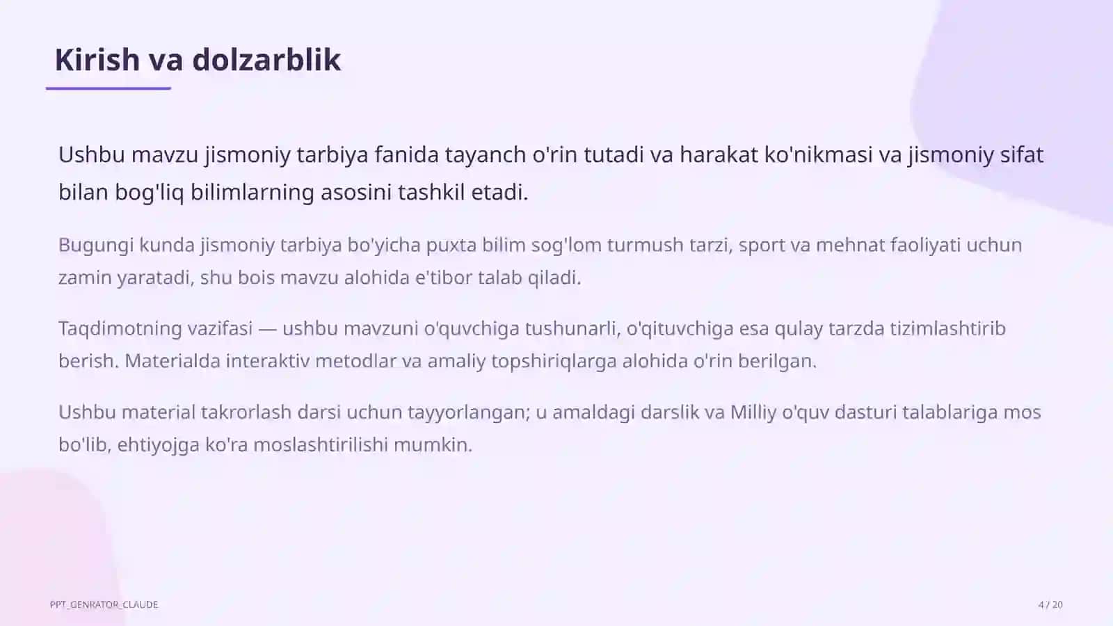 Chidamlilikni rivojlantirish: uzoq masofaga yugurish (7-sinf) 4