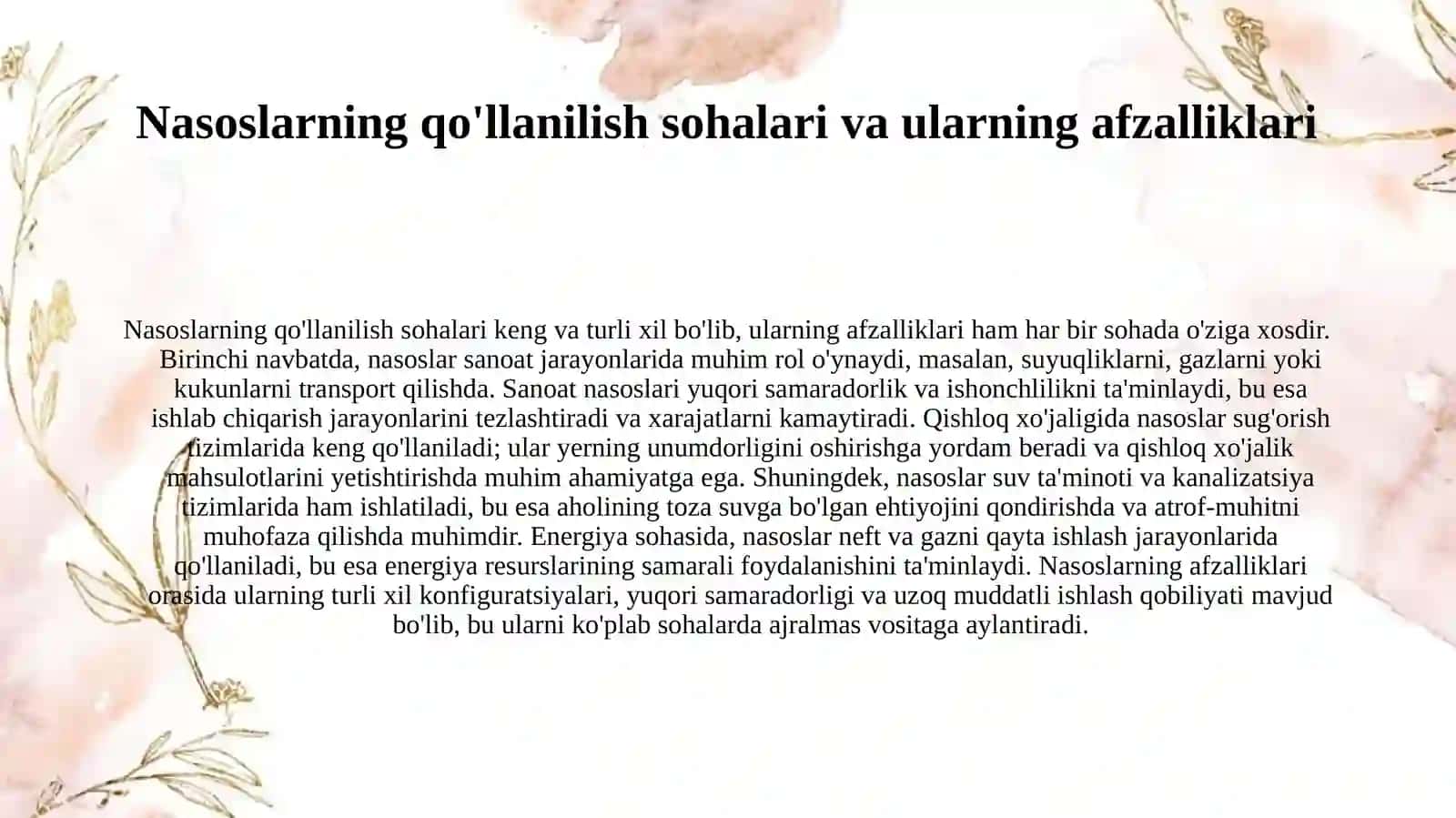 Nasoslar klassifikatsiyasi 4