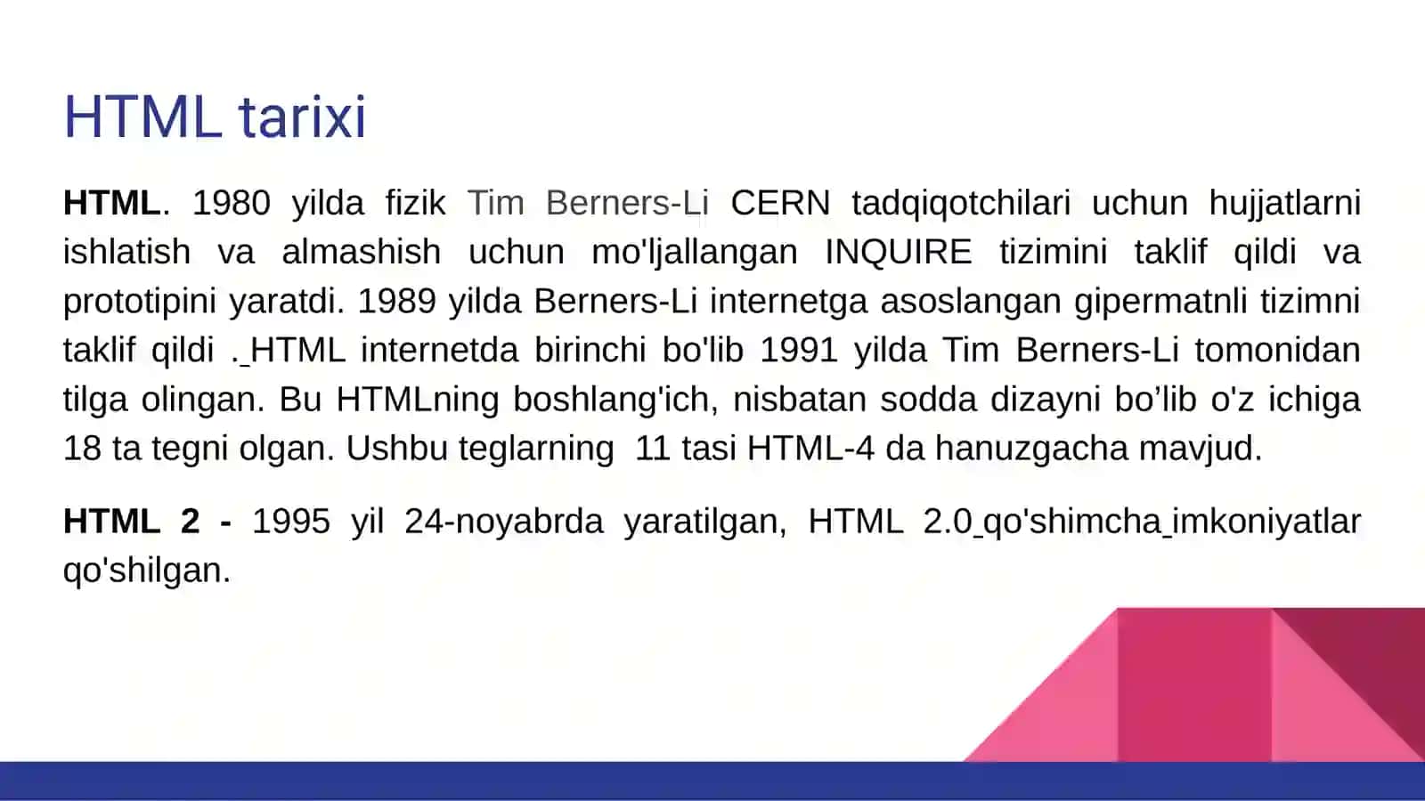 HTML5 tushunchalari va semantik teglar 4