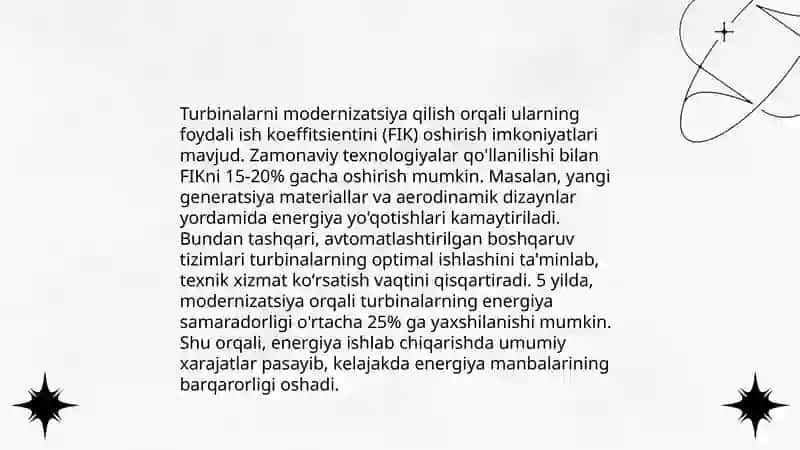 Elektr stansiyalarda foydali ish koeffitsienti oshirish bo’yicha takliflar 4