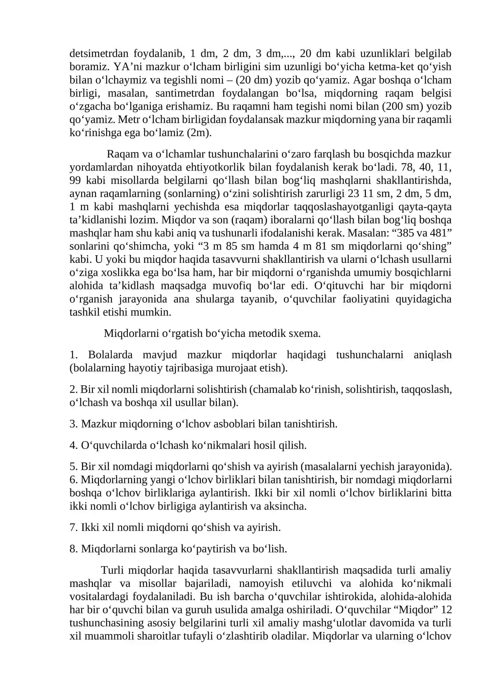 O‘quvchilarni vaqt, uzunlik va ularning o‘lchov birliklari bilan tanishtirish 4