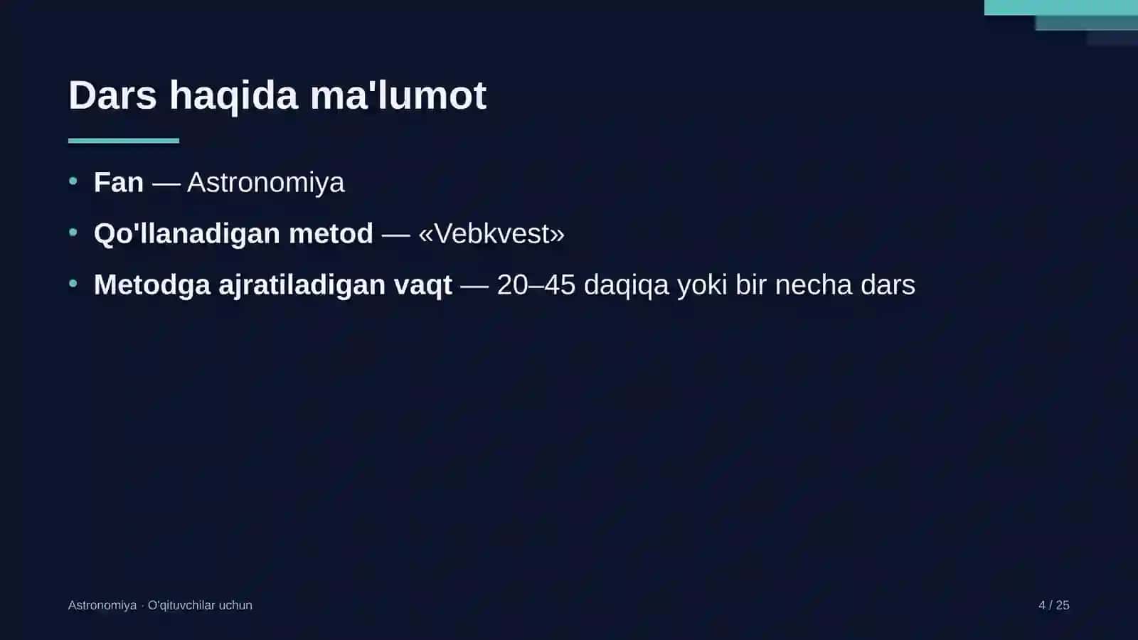 astronomiya darslarida vebkvest metodidan foydalanish 9677 4