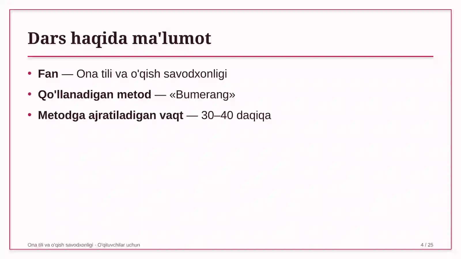 ona tili va o'qish savodxonligi darslarida bumerang metodidan foydalanish 6179 4