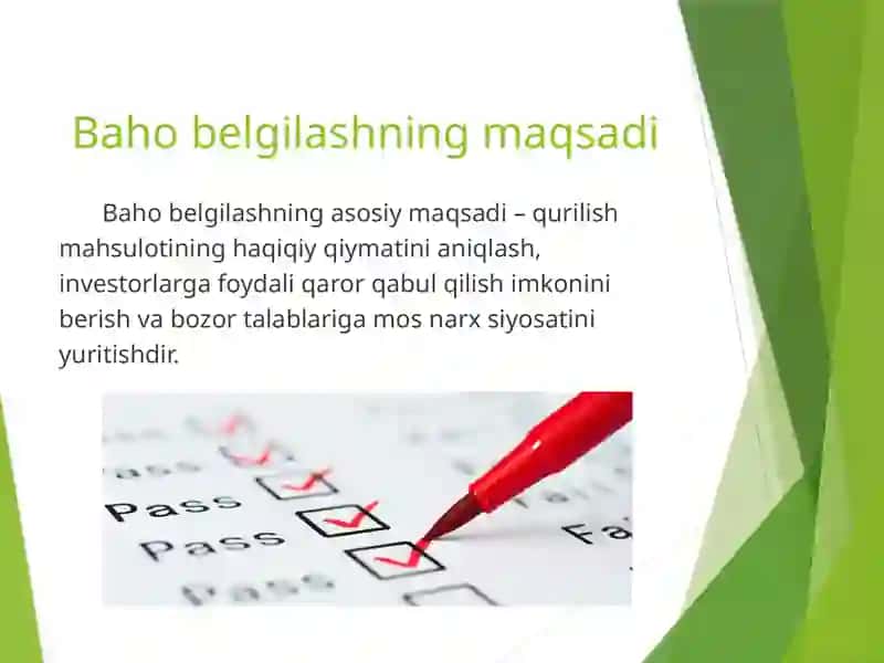 Qurilishda baho belgilash mexanizmi va uning xususiyatlari 4
