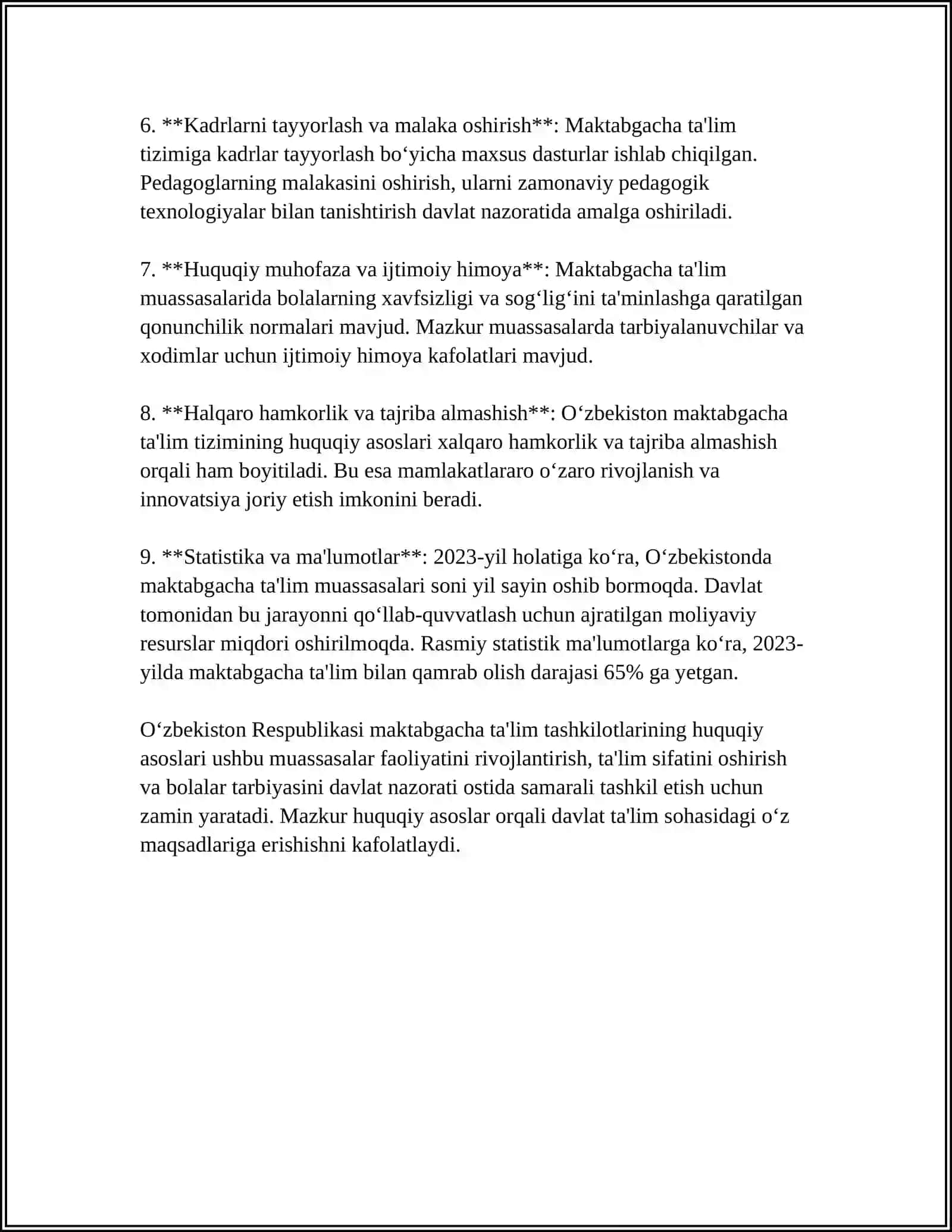 O‘ZBEKISTONDA MAKTABGACHA TA’LIM TASHKILOTLARINING RIVOJLANISH TIZIMI 4
