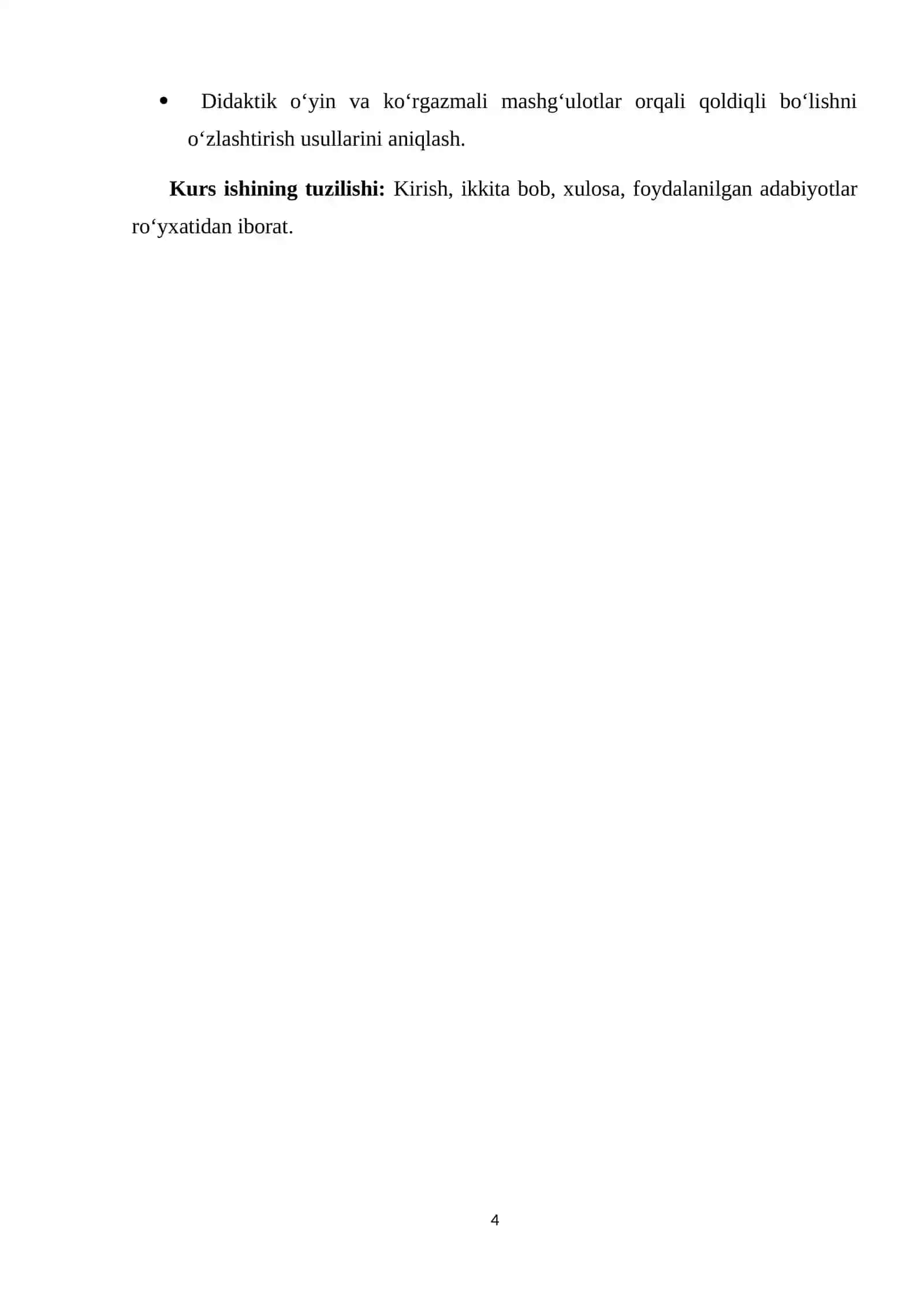 BOB. BOSHLANG’ICH SINF MATEMATIKA DARSLARIDA QOLDIQLI BO‘LISHGA O‘RGATISH METODIKASI 4